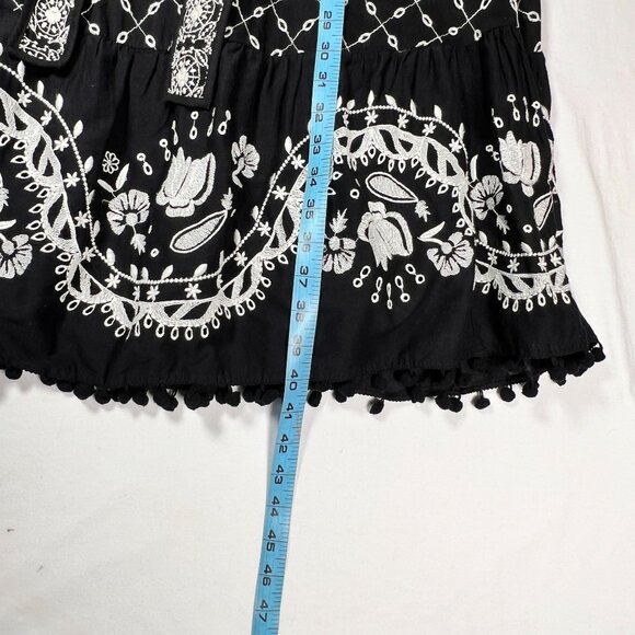 by Anthropologie Marisol Off-Shoulder Embroidered Midi Dress Black Fit & Flare 6 - Picture 11 of 16